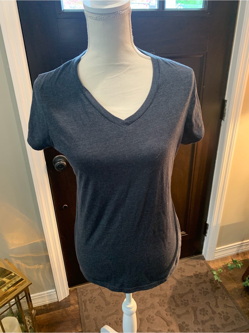 Champion Women's V-Neck Tee in Dark Heather Navy